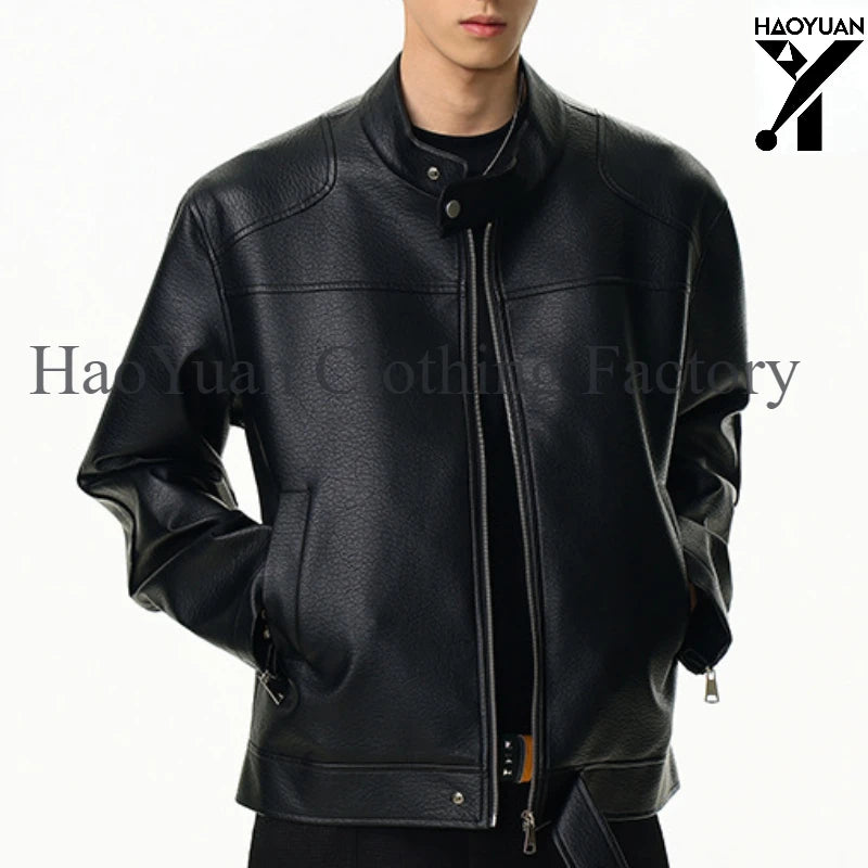 Men's Cycling Jacket Retro Casual Loose Cool Outdoor Cycling Hiking Camping Travel Home Workwear Men's Motorcycle Leather Jacket