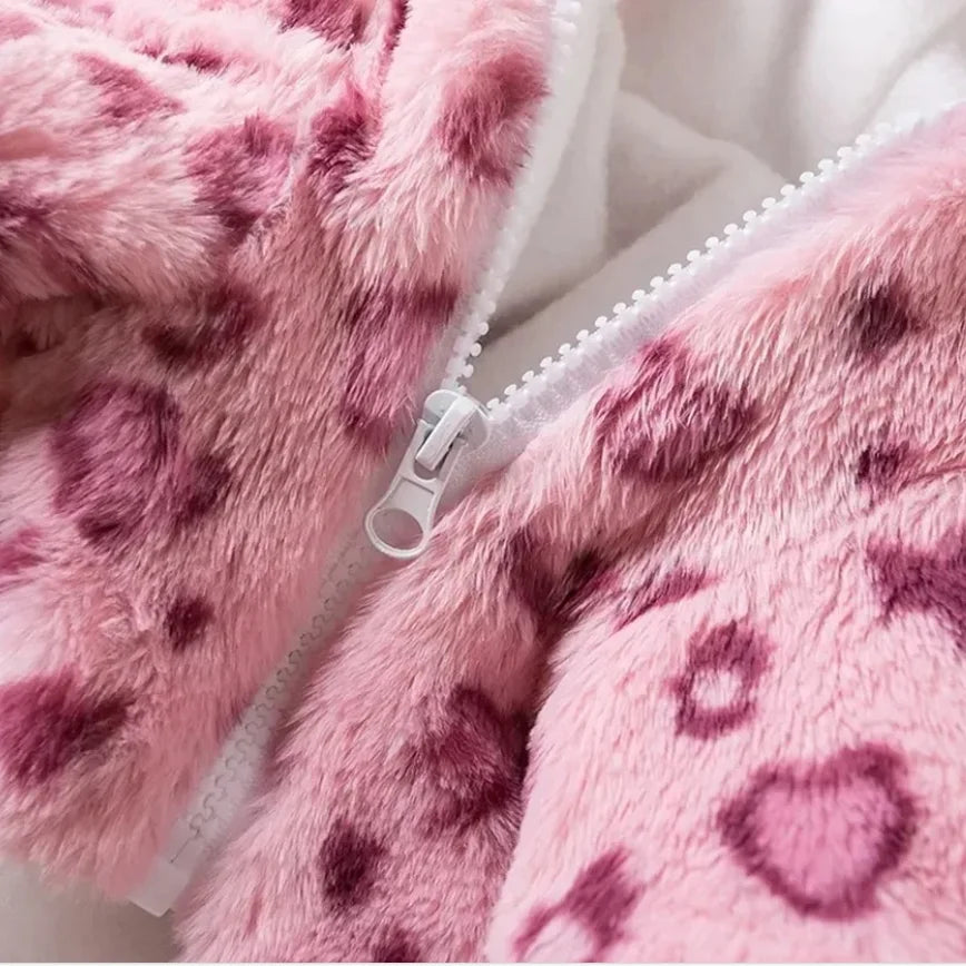 Winter Pet Dog Clothes Warm Fleece Dog Hoodie Leopard Dog Coat Jacket French Bulldog Clothing for Small Dogs Pets Costumes