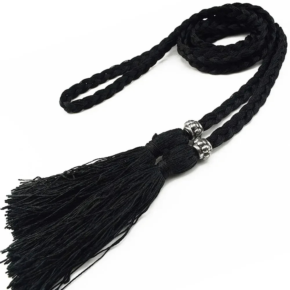 Thin Women Waistband Tassle Bow Dress Tassles Belts Braided Belts Waist Chain Waist Rope