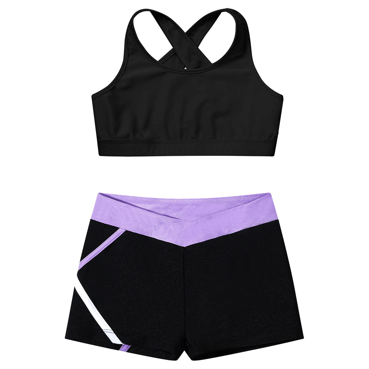 8 10 14 16 Children's Sportswear Kids Girls Sleeveless Crop Top with Shorts Sports Suits for Running Gym Yoga Workout Outtfit
