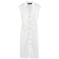 HXAO 2025 Women's Dress Ruffled Long Dresses Summer Elegant White Khaki Black Dress Button Up Slim Vestidos Chic Evening Dresses