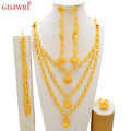 Dubai Luxury Gold Color Jewelry Set for Women Pendant Earrings Sexy Jewelry Wearing Necklaces Earrings Weddings Gifts