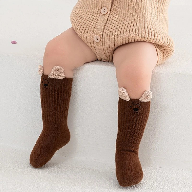 3Pairs Cute Kids Socks For Girls Boys Soft Cotton Baby Toddler Boy Girl Sock Cartoon Children's Short Socks Autumn Winter 0-5Yrs