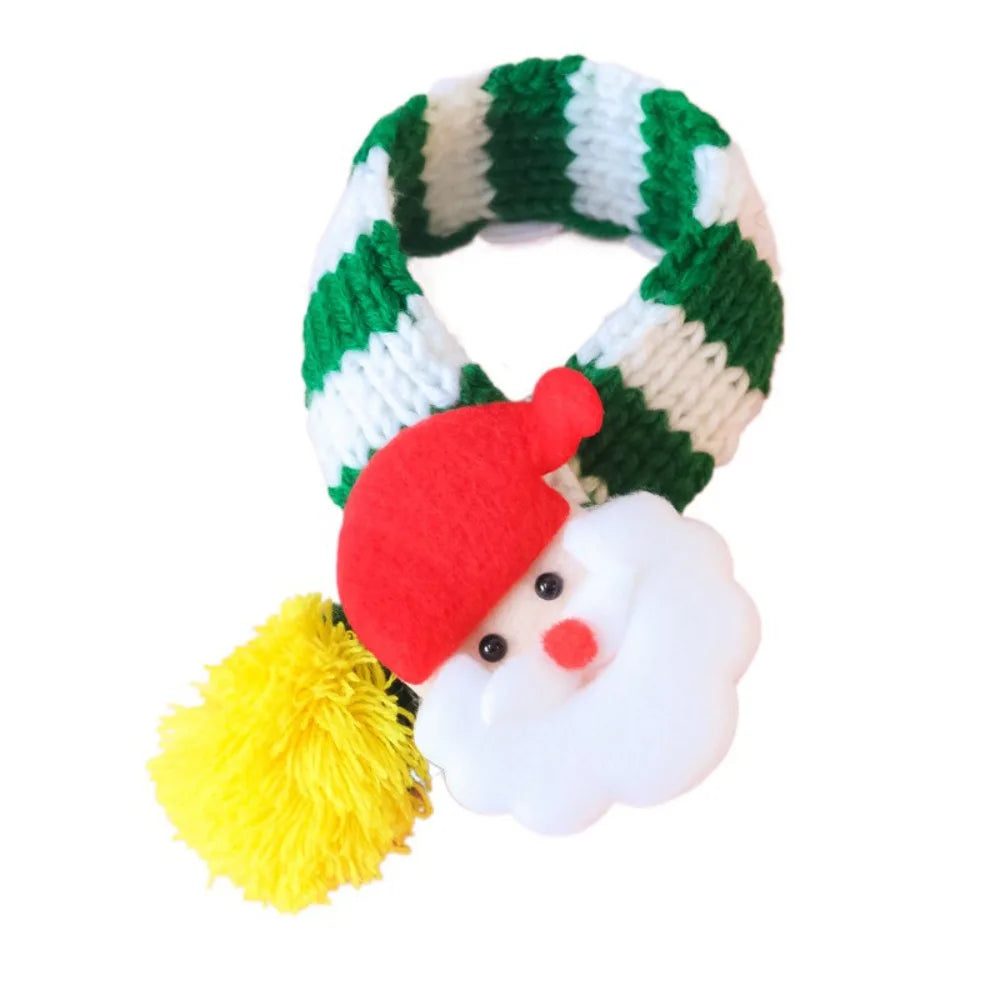 Pet Grooming Accessories Elk Puppy Kitten Christmas Scarf Snowman Cartoon Pet Warm Knitted Scarf Thicker Fleece Cat Scarf Autumn