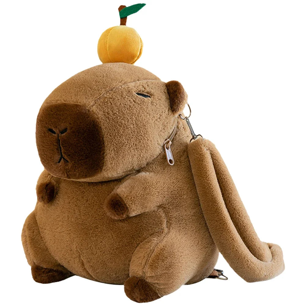 Children Mini Knapsack Bag Funny Girl Anime Crossbody Bag Soft Girl Small Backpack Plush Capybara School Bag for Girls Children
