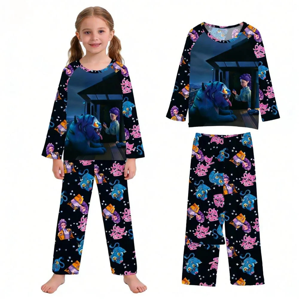 Kids Pajamas Set Long Sleeve Girls Clothing 2pcs Children's Sleepwear Teen Pyjamas Cartoon Boys Nightwear 3-14Y