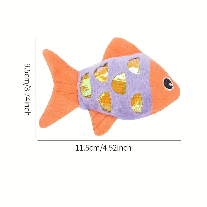 Colorful Pet Cat Toys Fish Crinkle Paper Plush Pet Toys Durable Biting Pet Cat Kicker Toy Teeth Grinding Cat Kitten Catnip Toys