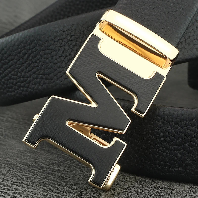 Fashion belts men designer brand cowhide leather high quality M letter Automatic Buckle formal young men leisure Waistband Z277