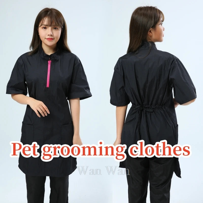 Pet Dog Grooming Clothing Waterproof Work Clothes Pet Groomer Uniforms Long Style Hair Salon Anti Hair Smock Hairdresser Gown
