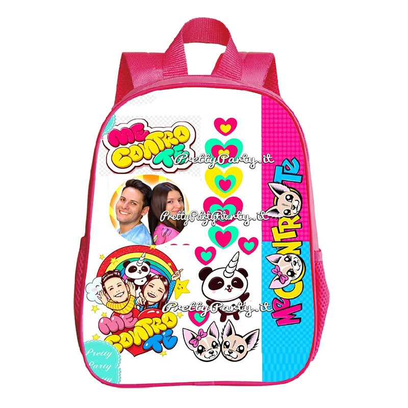 Kids Pink Backpack Me Contro Te Print Kindergarten Bag School Bags for Preschool Girls Cute Bookbag Toddler Softback Book Bags