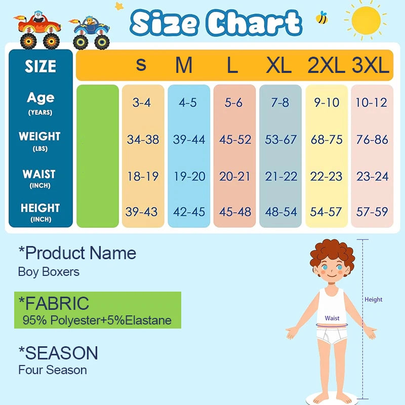 4-Piece Milk Silk Children Underwear Cool Spider Print Boys Trunks Elastic Waist Boys Boxer Shorts Comfortable Kids Boxer Briefs