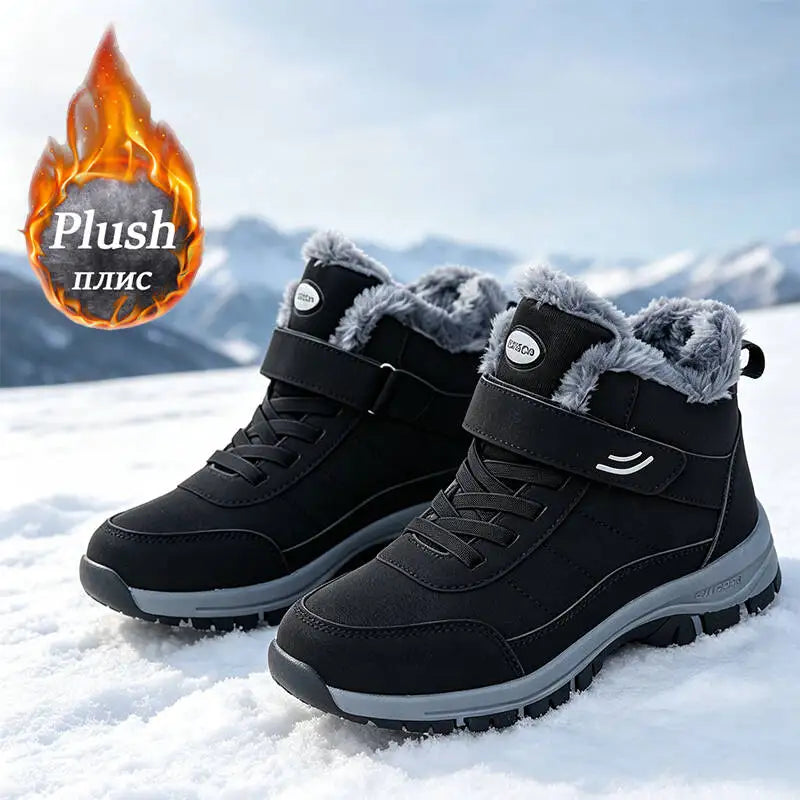 Men Boots Winter Snow Boots Outdoors Man Plush Warm Causal Shoe Waterproof Men Boots Male Sneakers No Water Seepage Ankle Boots