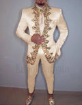 Men Suit 2020 Two Piece (Jacket+Pants+Belt) Italian Stand Collar Slim Fit Wedding Suit for Men Custom Made Embroidery Suit