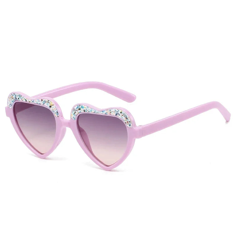 New Fashion Kids Sunglasses Vintage Sun Glasses Trend Retro Love Diamonds Eyeglasses Cute Heart Boys Girls Children Eyewear