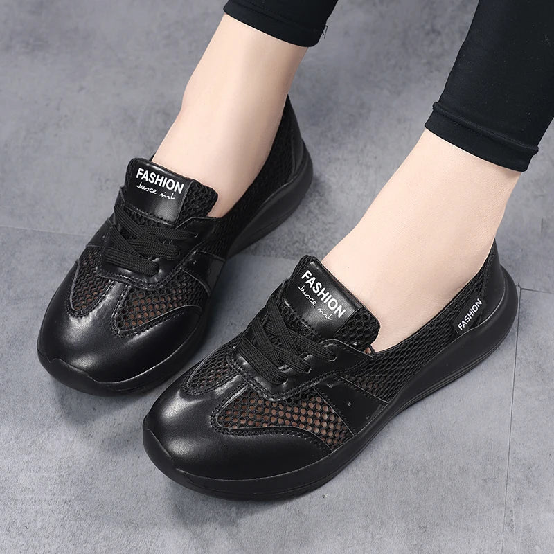 New Summer Refreshing Mesh Casual Shoes Simple and Balanced Cushioning and Elastic Lightweight Running Shoes Womens Sizes 35-42