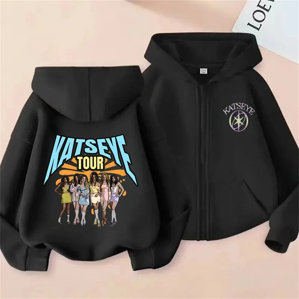 Toddler Girl Clothes Girl Group Katseye Zipper Hoodie Boys Fashion Casual Sweatshirt Movie New Kids KATSEYE Zip UP Hooded Tops