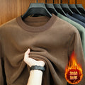 Autumn and Winter Men's Velvet Hoodie Long Sleeve Round Neck Solid Color Fashion Casual Versatile Top