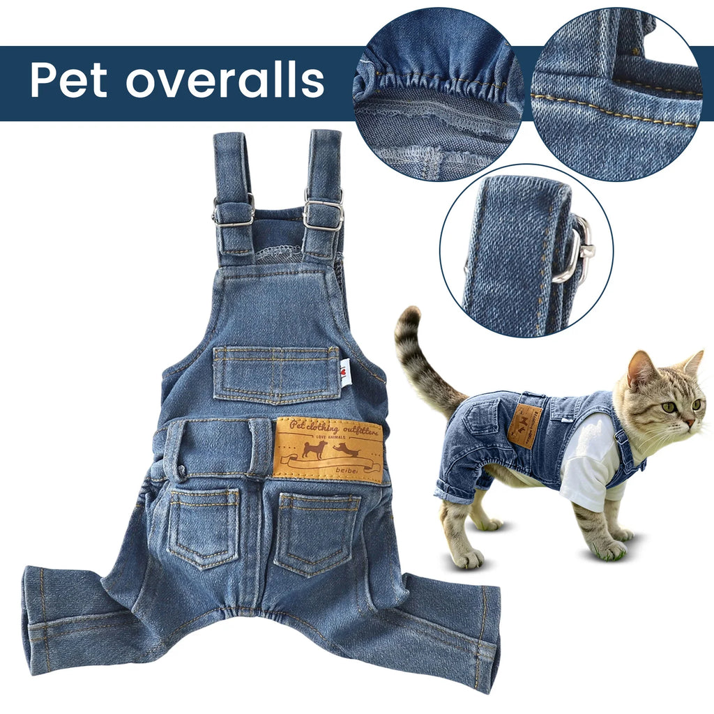 Fashion Pet Clothes Spring Autumn Lightweight Dog Clothing Breathable Denim Dog Overalls Stylish Outfit for Small Dogs