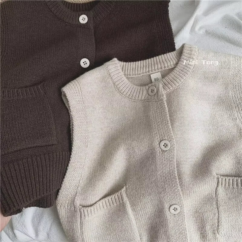 Children Sweater Vest Autumn Winter 2026 New Fashion Boys Girls Baby Knitted Cardigan Coat Kids Clothing