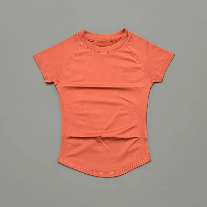Women Sports T-Shirt Round Neck Short Sleeve Breathable Stretchy Tops Gym Fitness Yoga Running Workout Casual Athletic Shirts