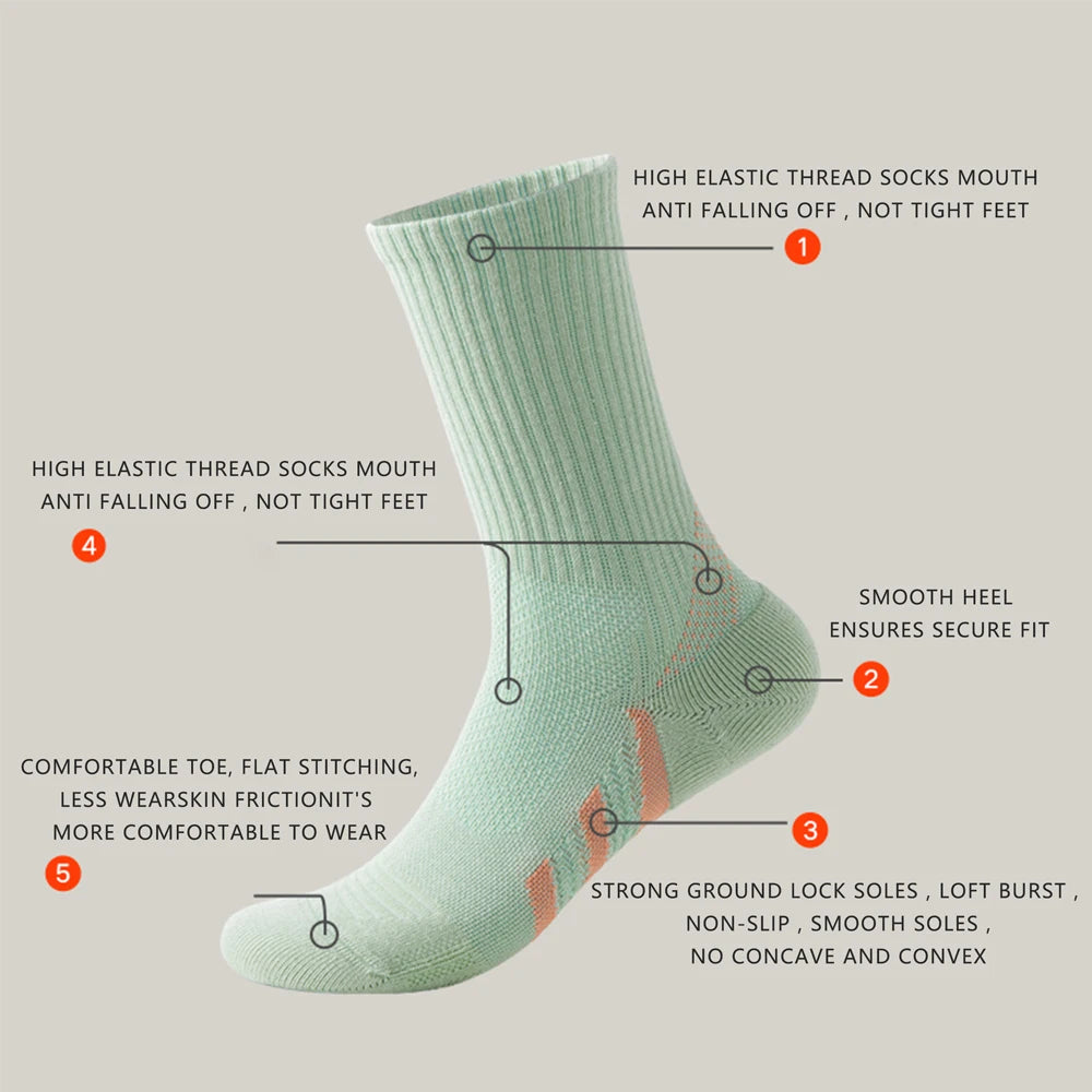 Casual Sports Socks Professional Sweat Absorbing Knee High Athletic Socks Cushioned Breathable Badminton Tennis Fitness Socks
