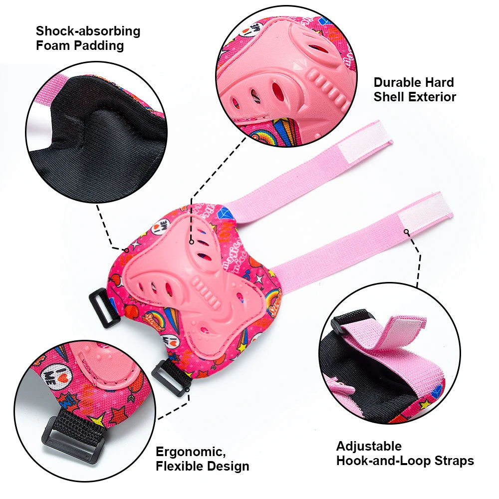 Kids Safety Protective Gear Set Knee Elbow Pads Wrist Guards 3-12 Years for Skateboard Cycling Roller Skates Scooter BMX Sports
