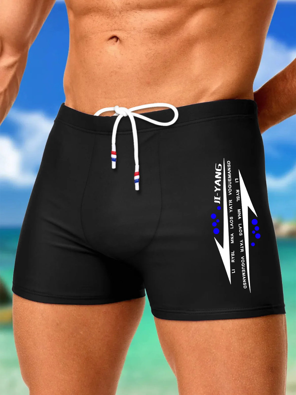 Men's Swim Shorts in Energetic Sporty Prints, Quick-Dry Comfort Wear, Ideal for Beach Days and Active Gym Use