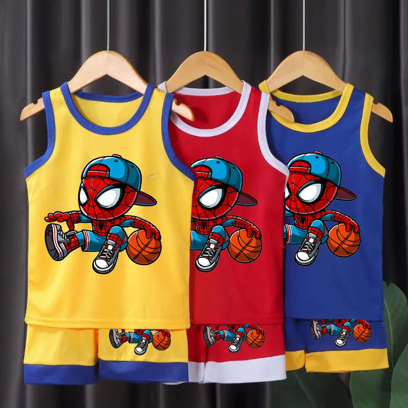 Summer Children's Sport Clothes Sets Breathable Comfortable Mesh Casual Outfits for Boys Basketball Vest and Shorts 2pcs Sets
