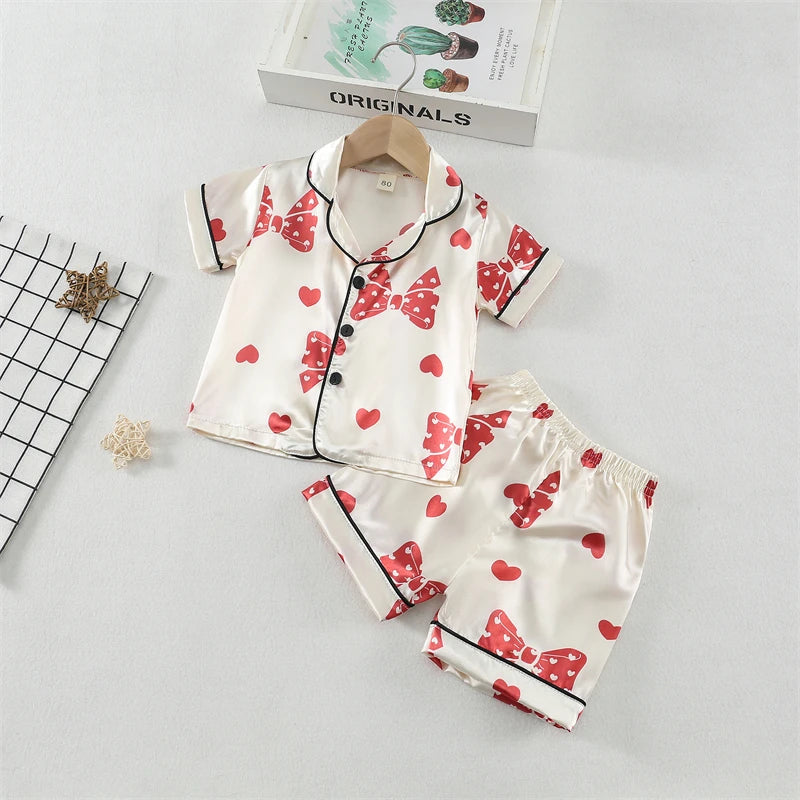 New Summer Baby Girls Clothes Suit Children Sleepwear Shirt Shorts 2Pcs/Sets Infant Pajamas Kids Clothing Toddler Casual Costume