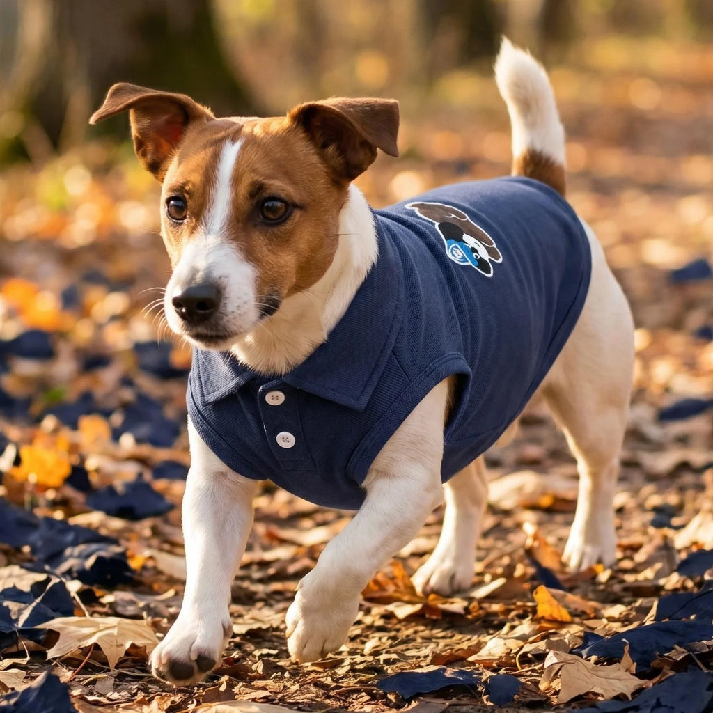 Fashion Embroidered Dog Polo Shirt Breathable Sleeveless Pet Clothing For Small Breeds Outdoor Walking Pet Outfit