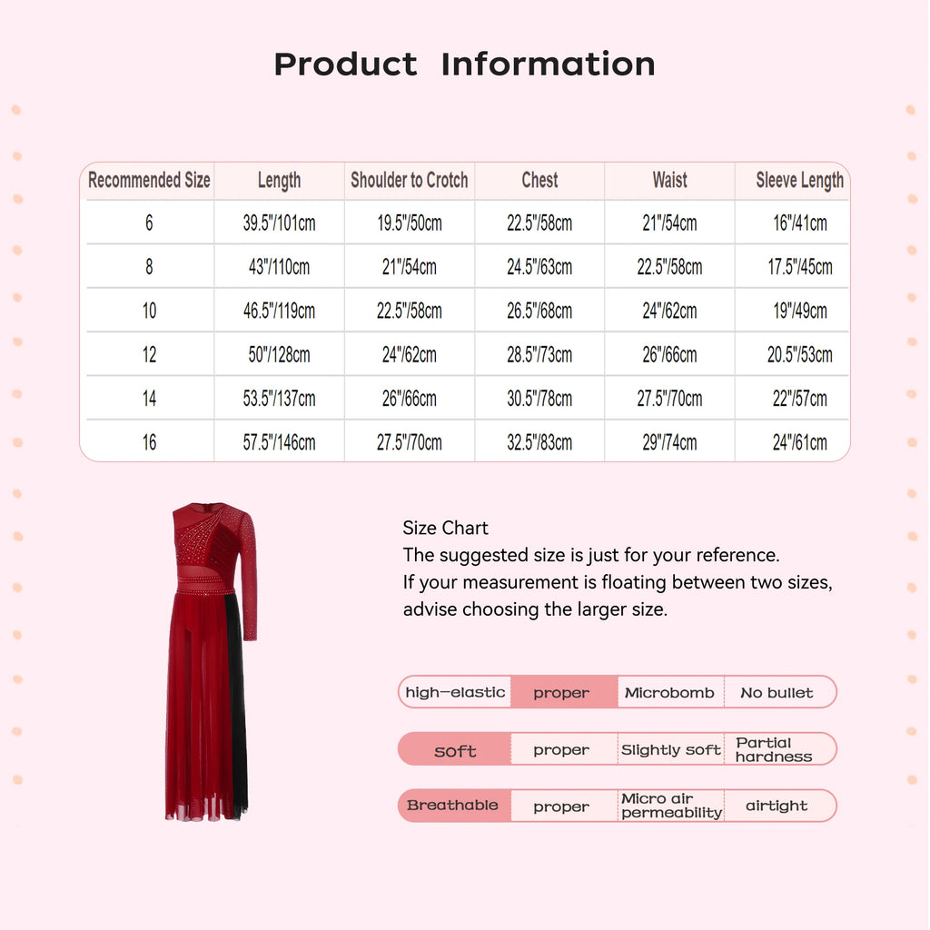 Kids Girls Lyrical Contemporary Dance Dress Patchwork Side Split Mesh Shiny Rhinestones Dresses Competition Performance Costumes