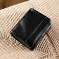 Men Wallet Short PU Leather Trifold Card Holder Vintage Male Purse with ID Window Cash Pocket Slim Casual Money Clip Billfold