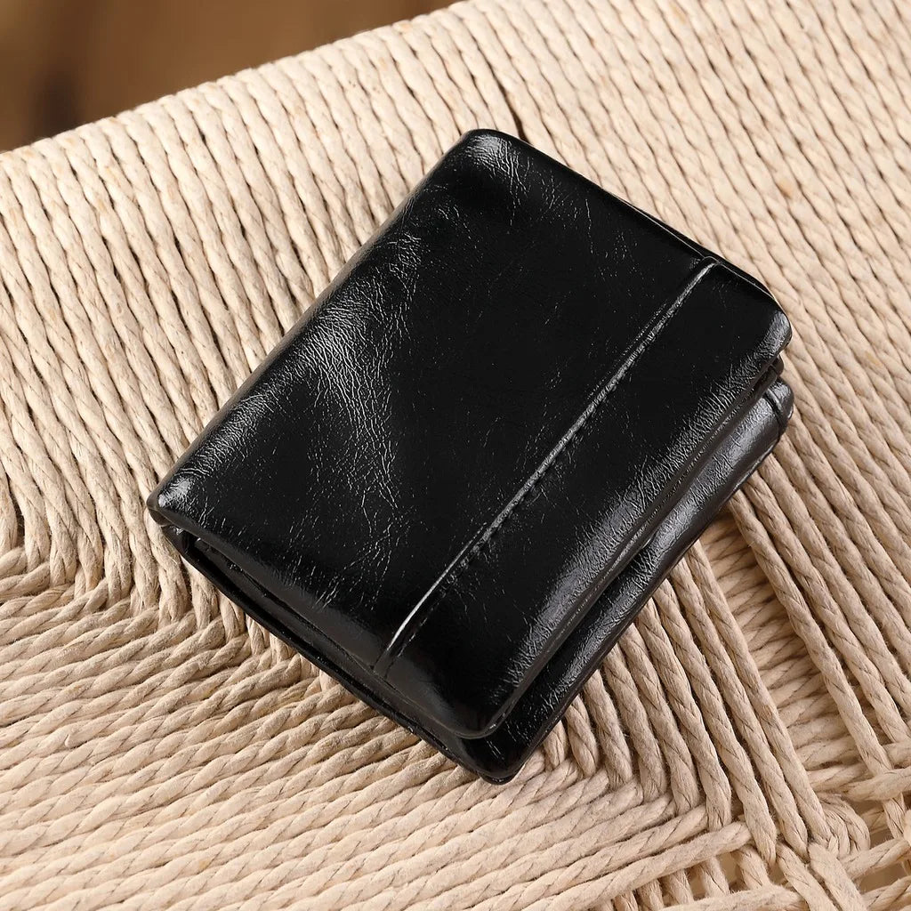 Men Wallet Short PU Leather Trifold Card Holder Vintage Male Purse with ID Window Cash Pocket Slim Casual Money Clip Billfold