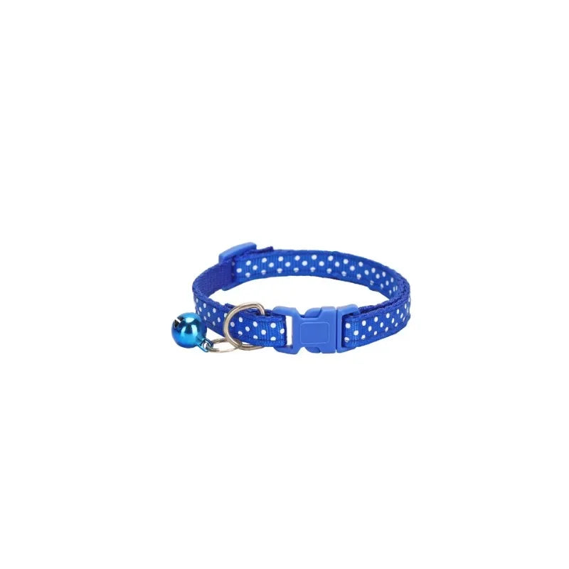 Pet Reflective Material Elastic Accessories Adjustable Security, Bell Dot Dog And Cat With Polka Dot Collar