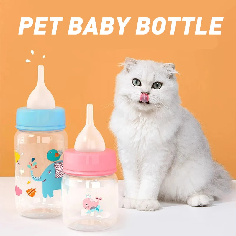 Small Pet Feeding Bottle 60ml/125ml Baby Pet Cat Dog Feeder Bottle PP Cartoon Animals Nursing Bottle for Newborn Kittens Puppies