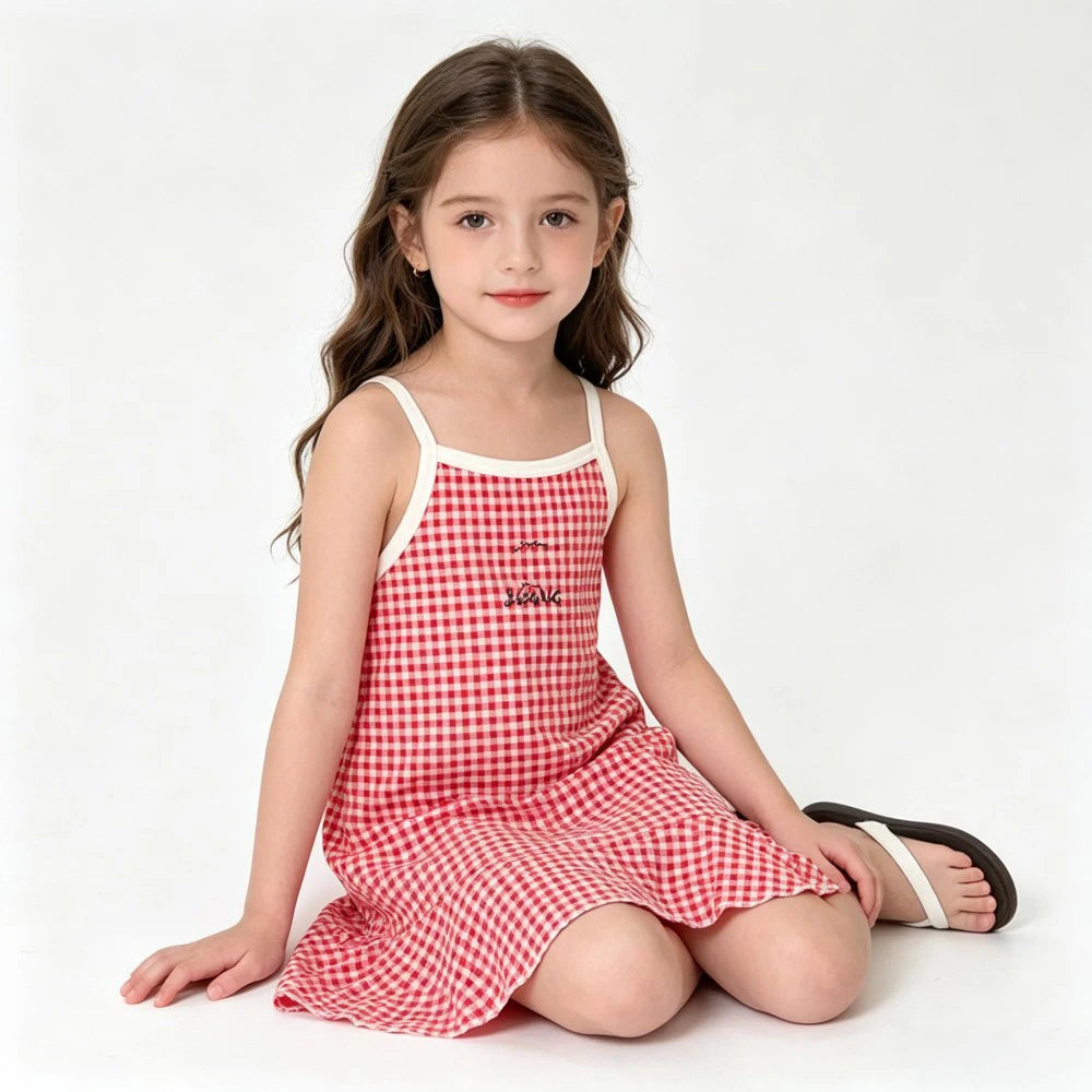 Cute Dress For Kids Girl Summer Dresses Children's Fashion Dress Thin Girls' Halter Children's Flower Polka Dot Plaid Nightgowns