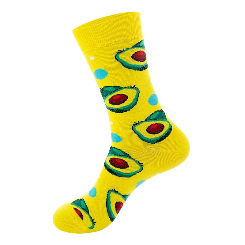 Funny Socks Men Women Casual Cartoon Beer Hamburger Egg Sausage Ice Cream Avocado Heart Sokken Unisex Novelty Skateboard Meias