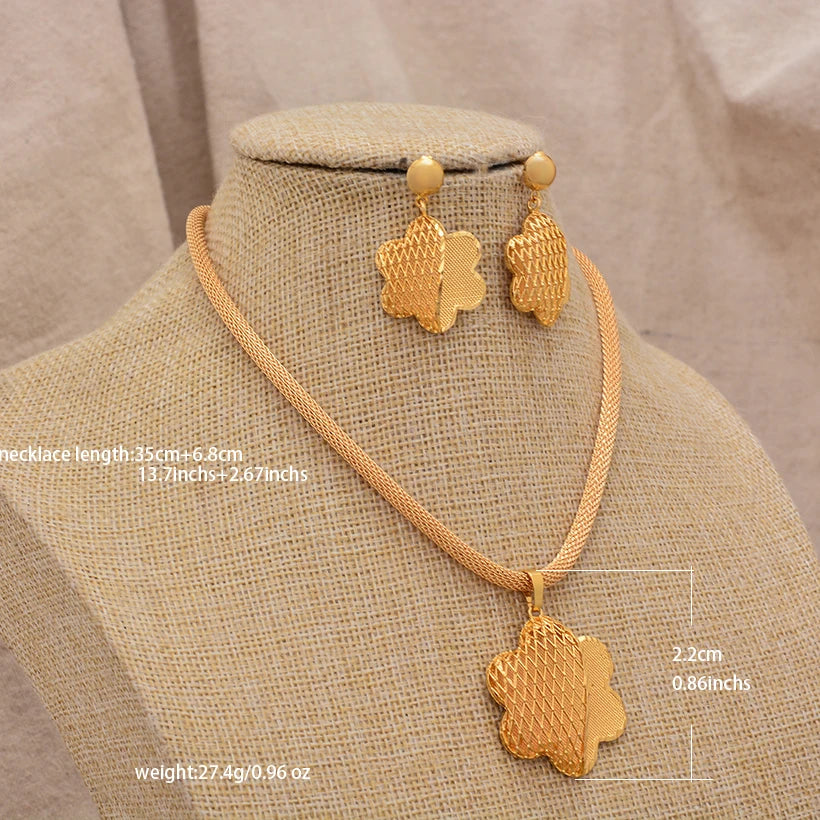 Women Jewelry Set Gold Plated High Quality Party African Bridal Flower Jewelry Set