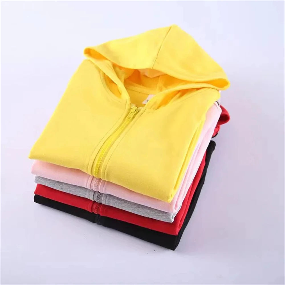 Zipper Style Hoodies Coat for Boys and Girls Pink Children Age 3-12 Kids Kawaii Sweatshirt Festival Gifts Solid Color New