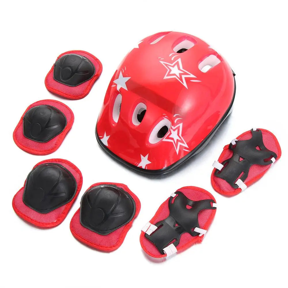 7Pcs/Set Blue Red Pink Bike Safety Boys Girls Kids Kids Protective Gear Sets For Skate Cycling Knee Elbow Pad Set Kid Helmet