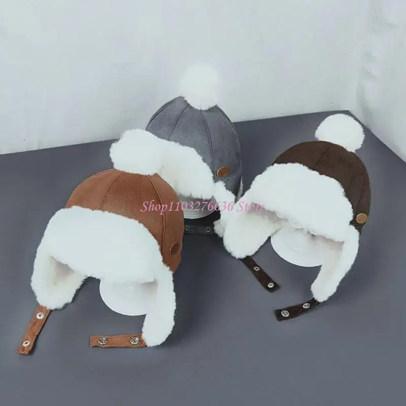R6FD Baby Boys Girls Hat Kids Children Ear Flap Muff Winter Warm Plush Cap Outdoor Lei Feng Beanie Hat Gifts for 1-4 Years Old