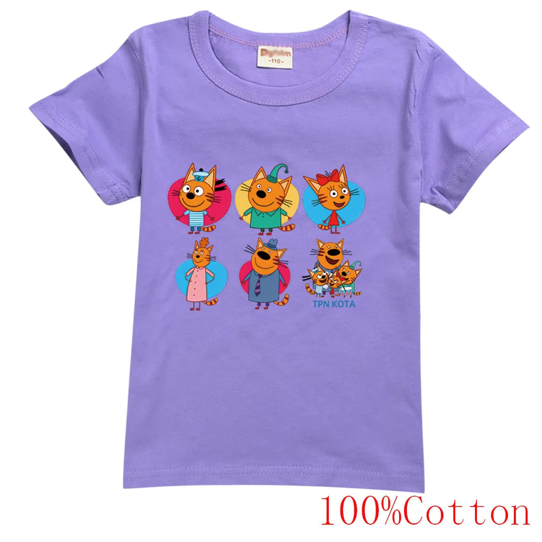 New Cartoon Kid-e-cats T Shirt Kids Three Kitten Russian Print Clothes Boys Summer Short Sleeve T-shirts Baby Girls Fashion Tops