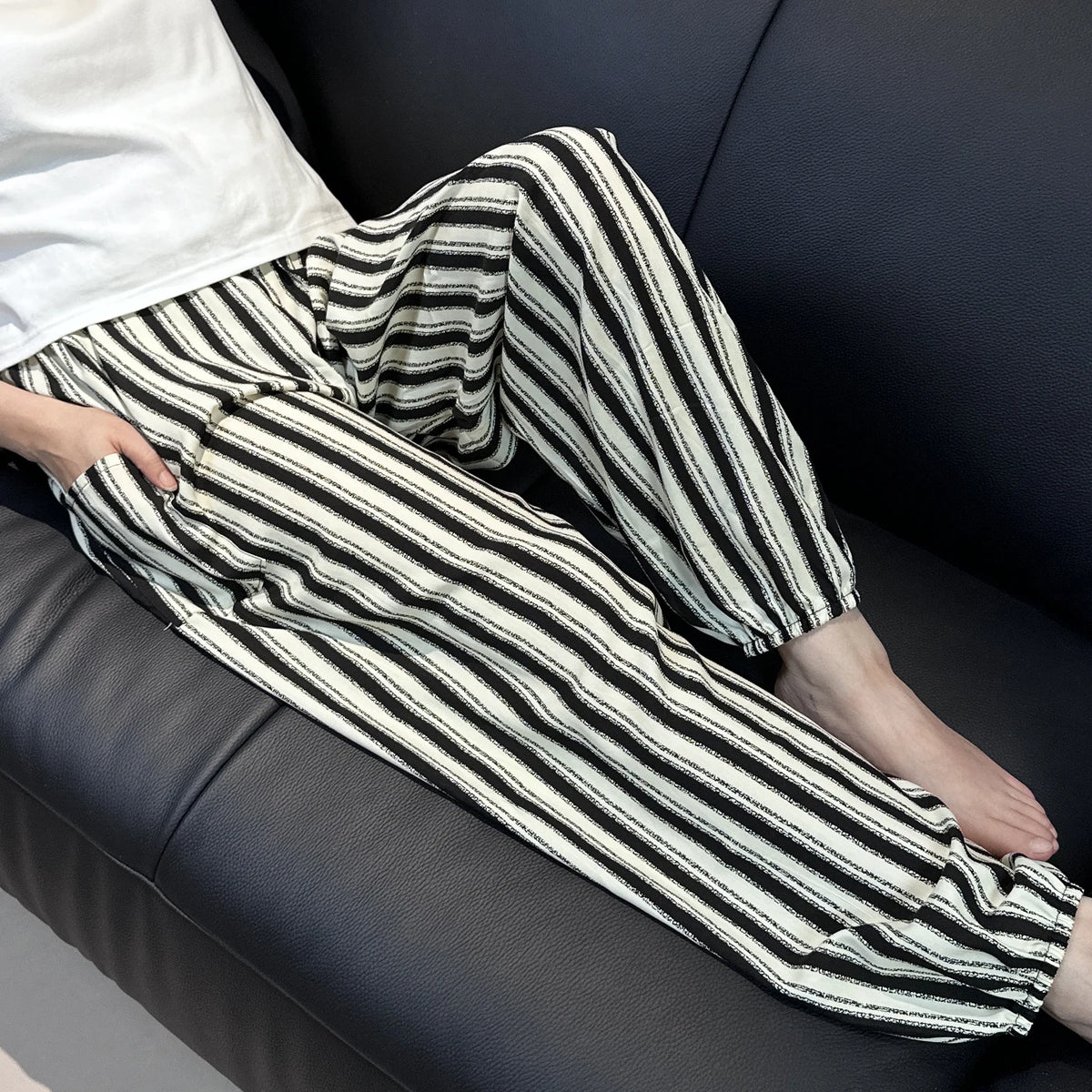Cool Summer New Silk Cotton Spwear Loose Women's Wide Leg Pants Home Wear Floral Print Heat Resistant Comfortable Casual T...