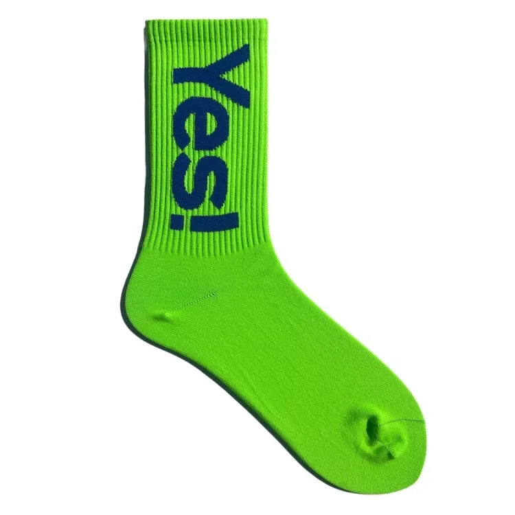 Yes!Mid Crew Socks For Men Women Cycling Hiking Skateboarding Sports Street Fashion Breathable Sock