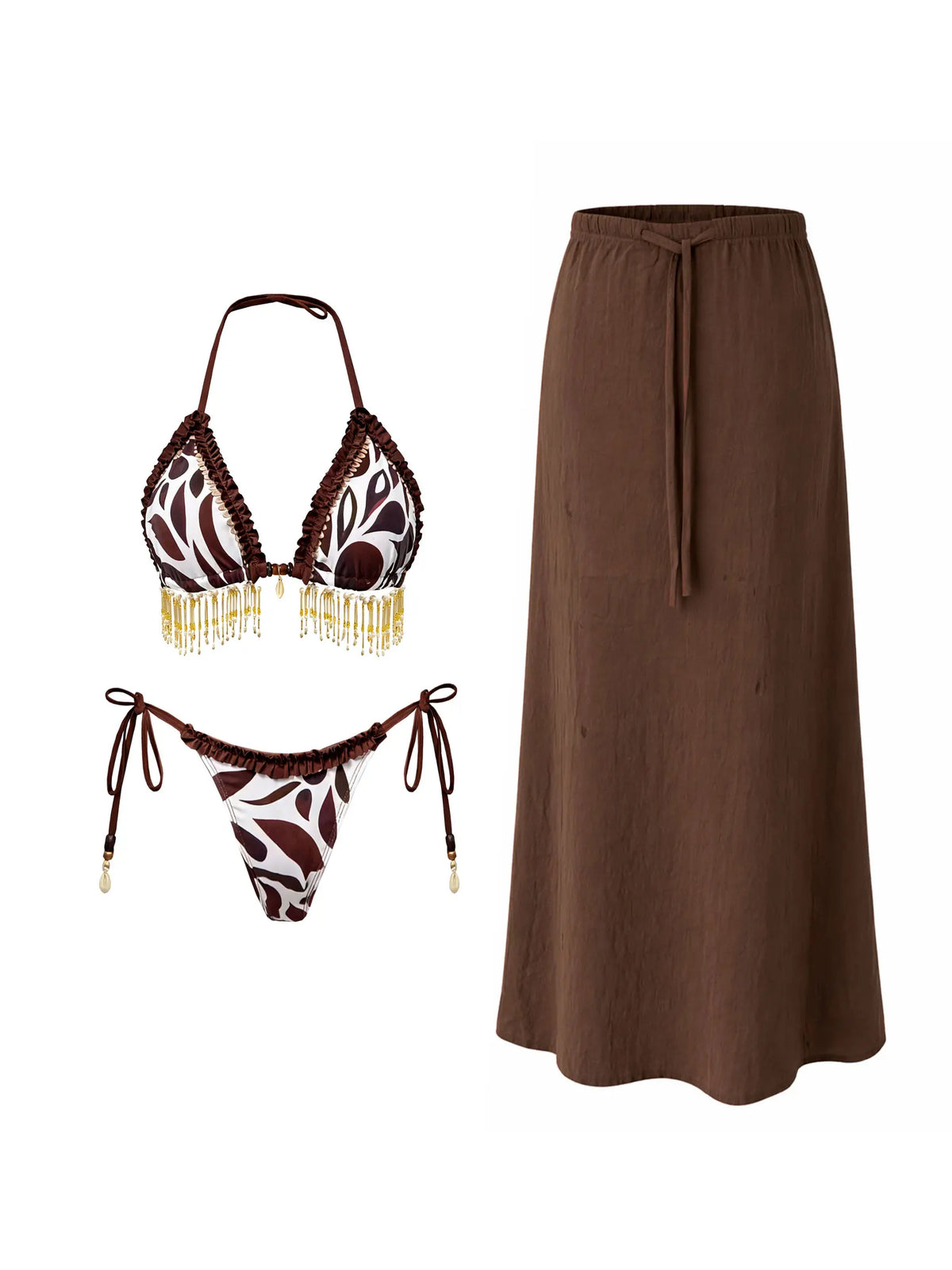 Sexy Bikini Set Boho Tribal Print with Tassel Details Perfect for Pool Parties Summer Getaways Poolside Glamour