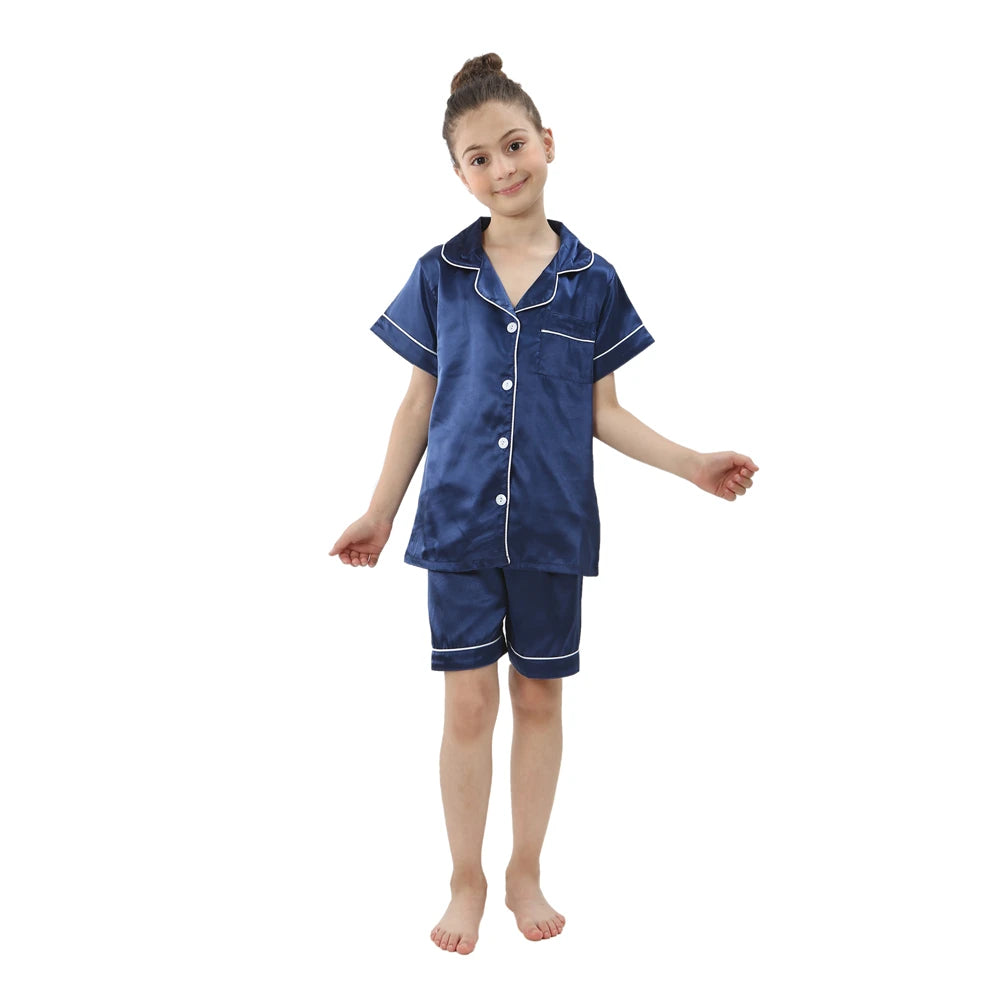 Christmas Pajamas for Boys Girls Red Green Gold Pijamas 2-13 Years Kids Sleepwear Children Satin Pyajams Toddler Silky Nightwear