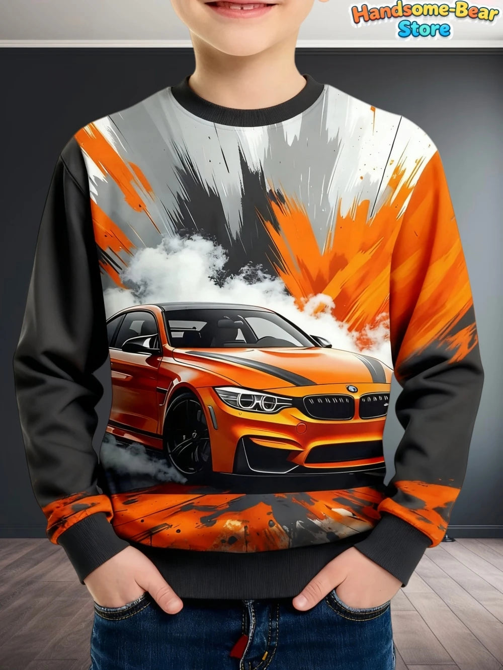 Kids Clothes Boys Sweatshirt Long Sleeve Stylish Car Racing Graphic Children Hoodies Autumn Casual Streetwear Loose Boys Clothes