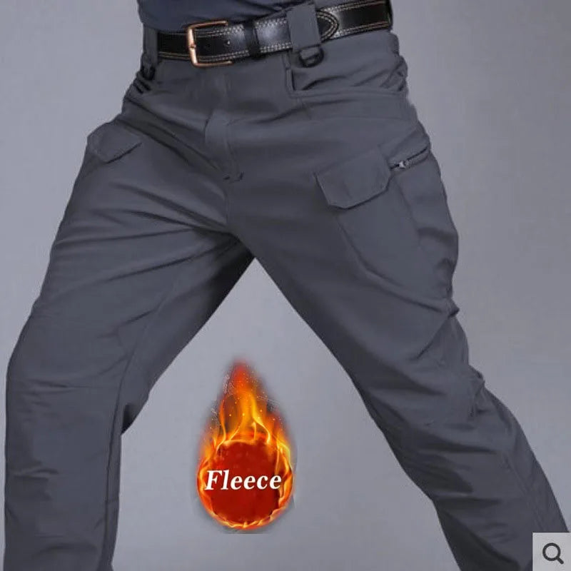 Stretch Waterproof Pants Men Casual Winter Thick Warm Fleece Shark Skin Trousers Male Windbreaker Sweatpants Mens Tactical Pants