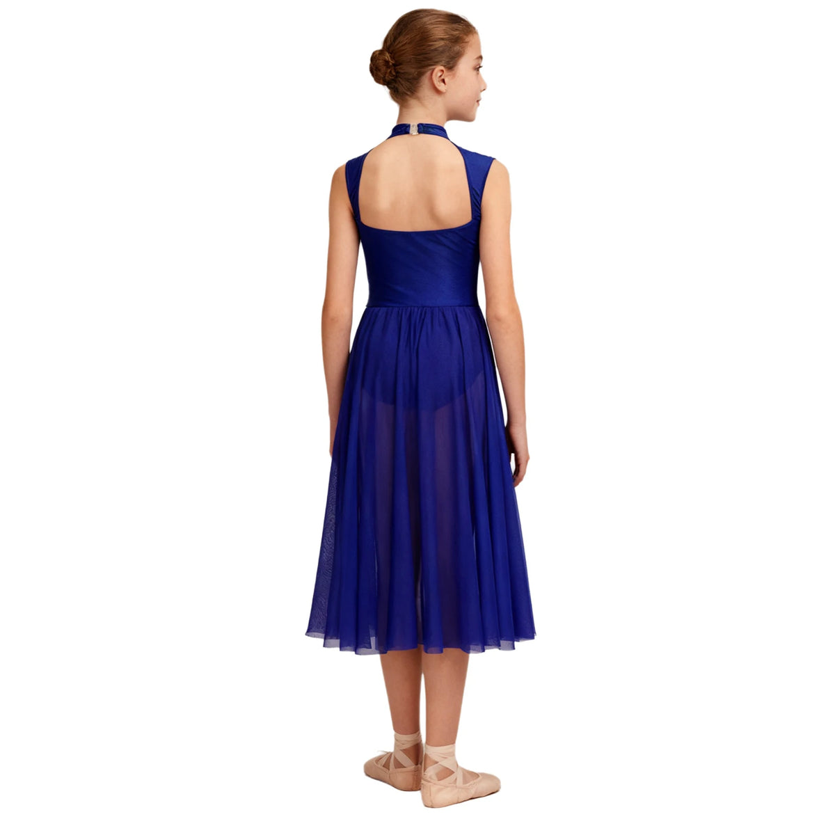 Kids Girls Floral Lace Patchwork Lyrical Ballet Dance Dresses Cutout Back Leotard Dress Dancewear Stage Performance Costume