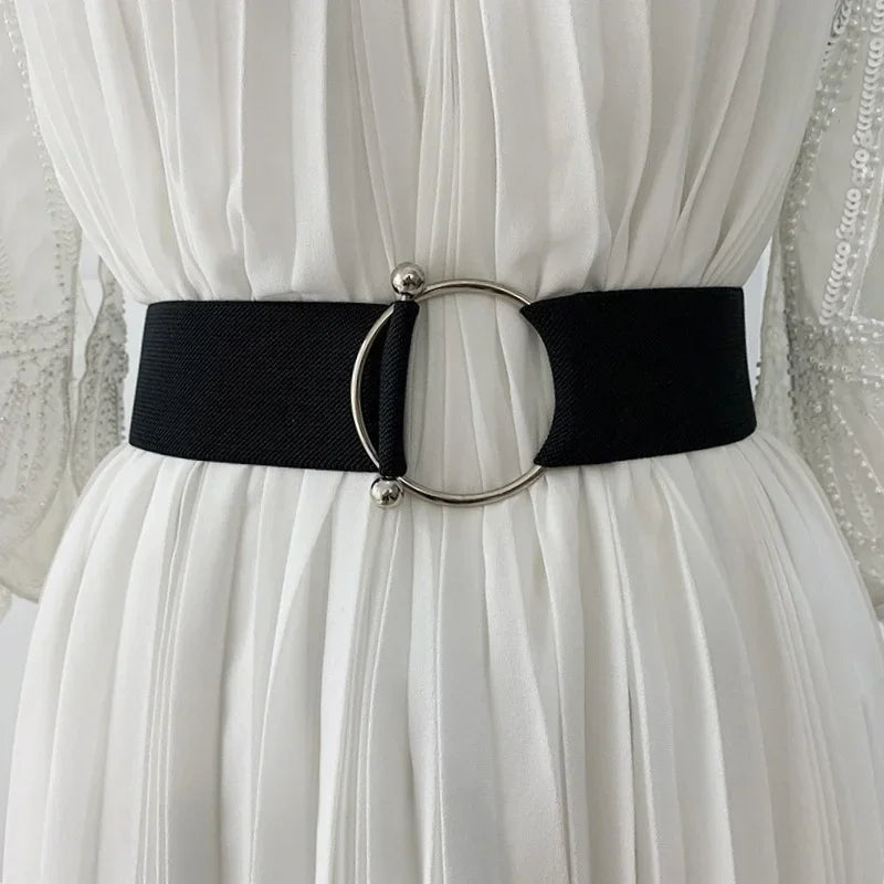 Belts for Women Simple Waist Elastic Ladies Band Round Buckle Decoration Coat Sweater Fashion Dress Waistband